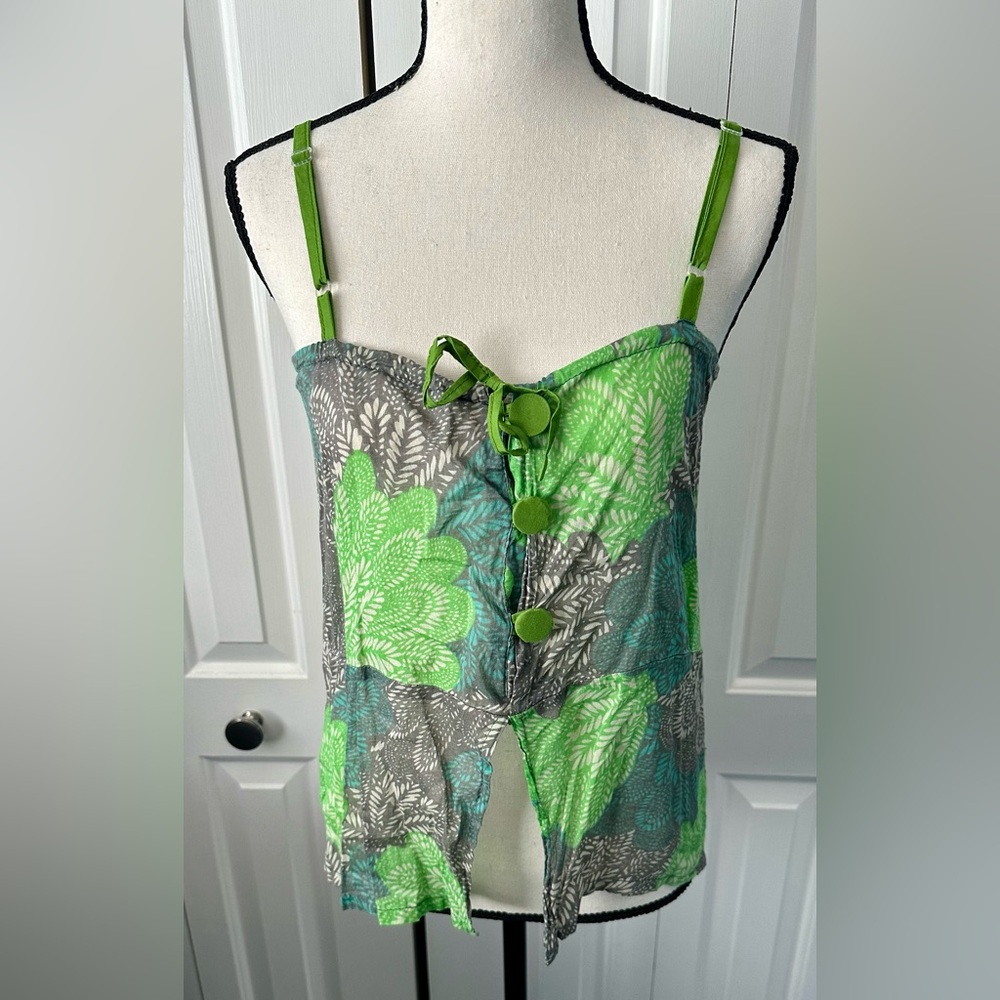 MITRA HANDWORKS!!!  100% Cotton Button Down Tank Top with Adjustable Straps.